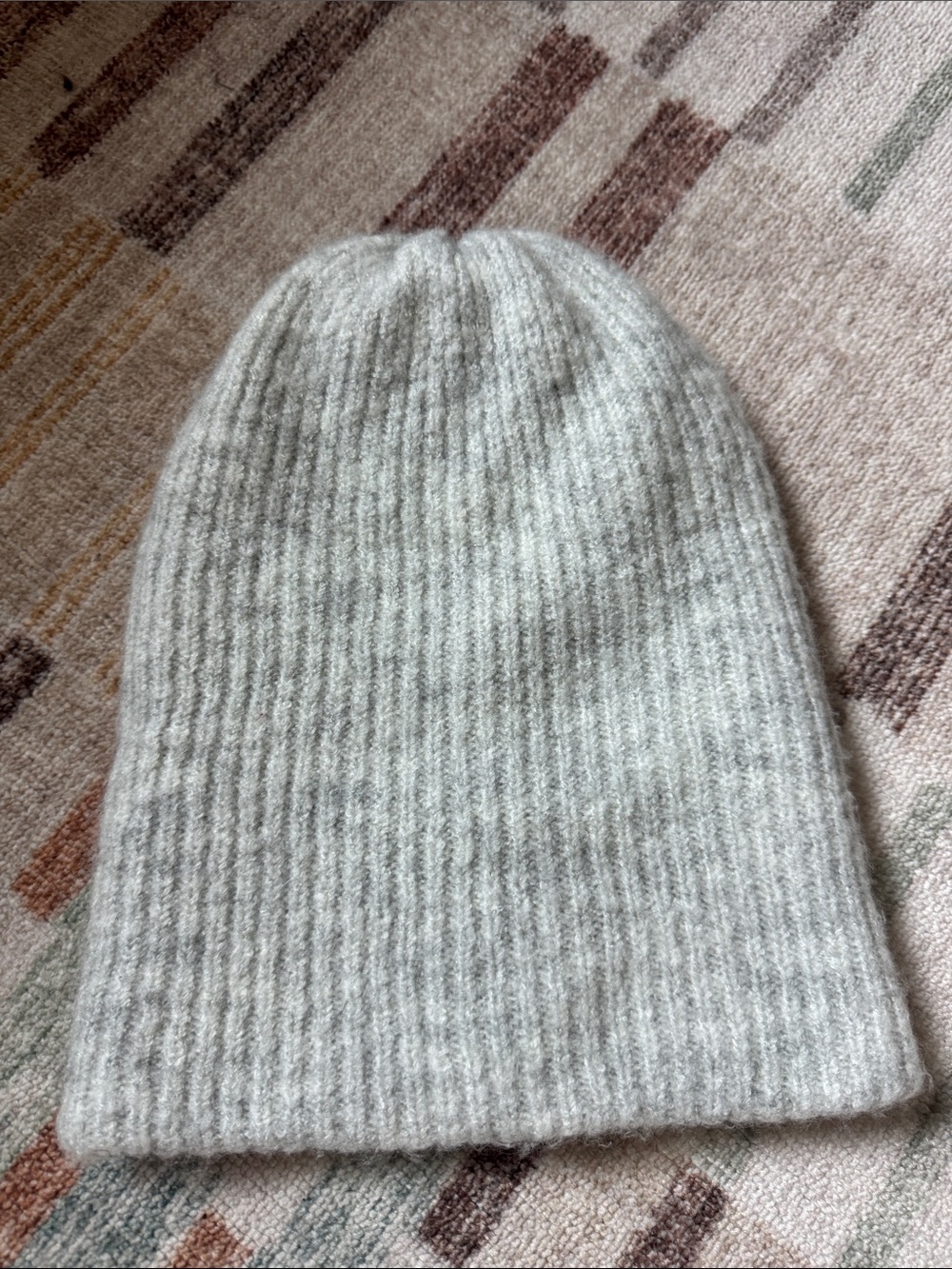 aerie Soft Ribbed Knit Beanie in Light Gray